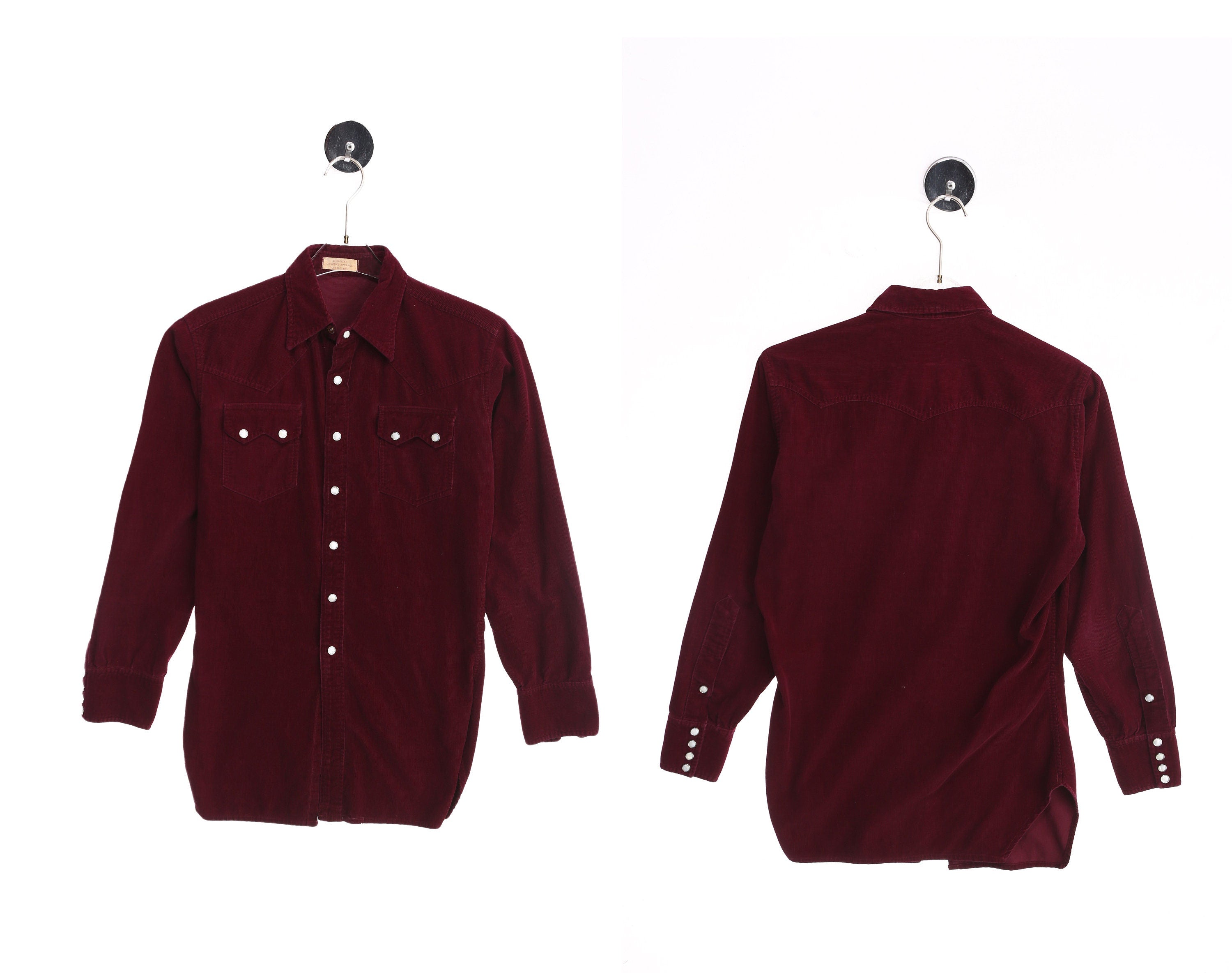 Men's Red Corduroy Lons Sleeve Western Shirt