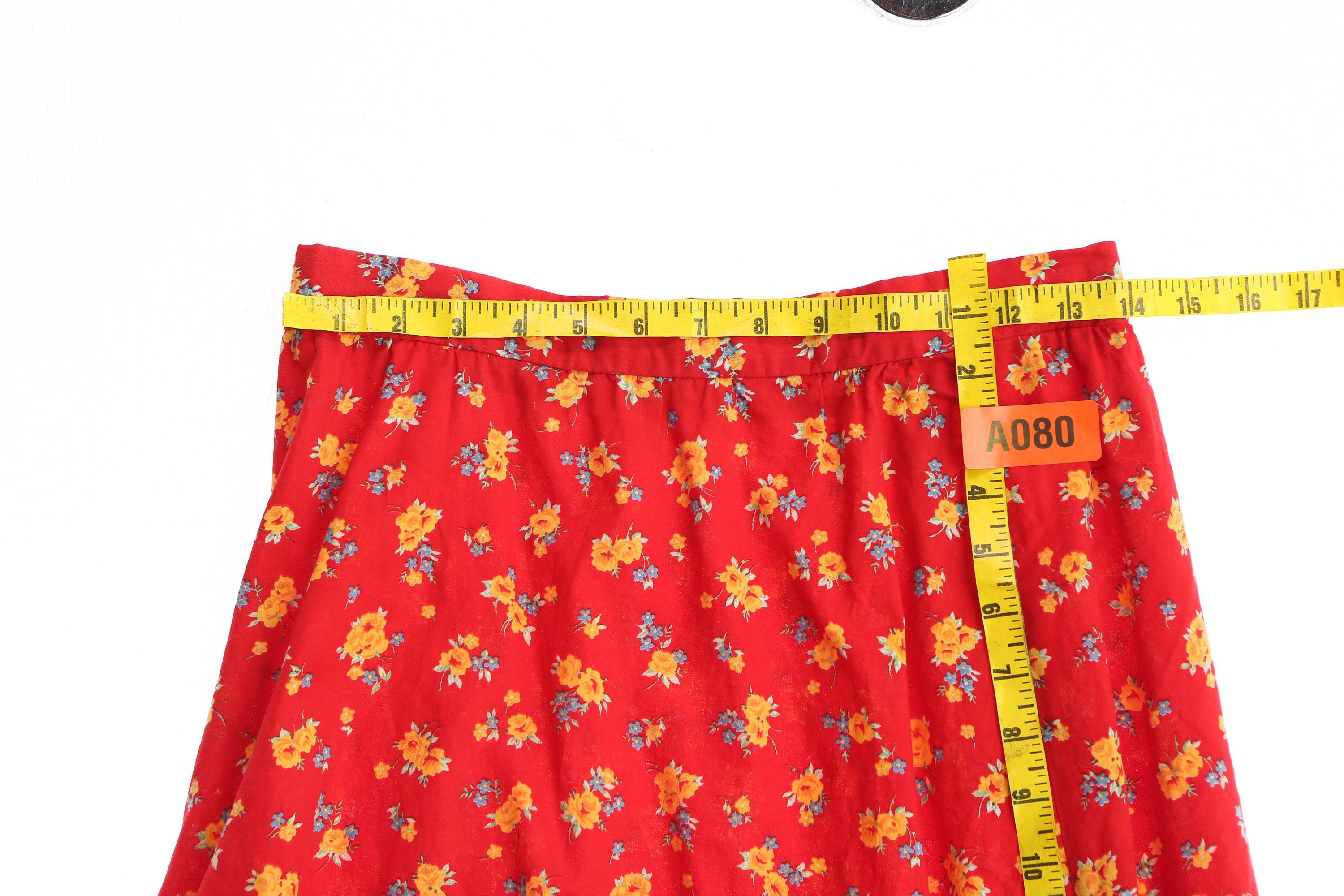 Vintage Women's Red Floral Print Prairie Skirt