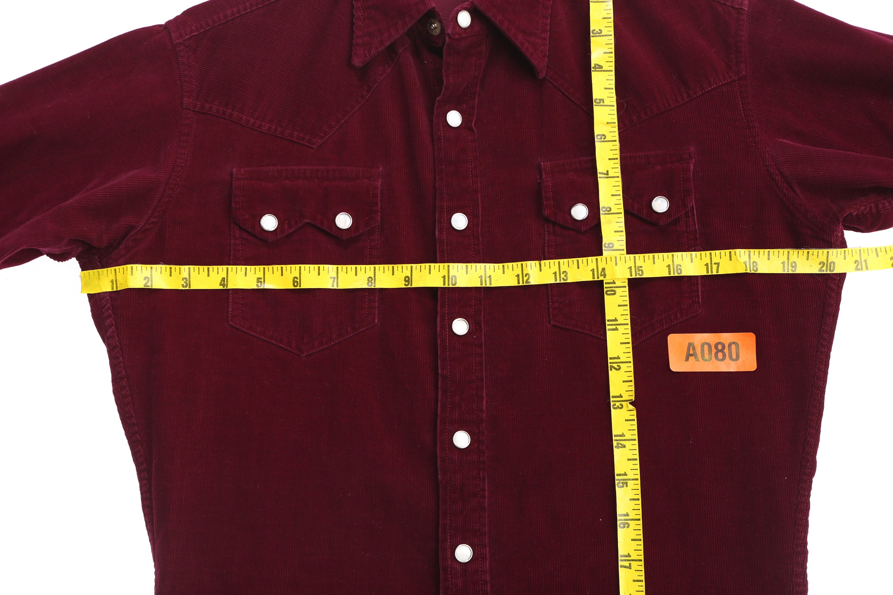 Men's Red Corduroy Lons Sleeve Western Shirt