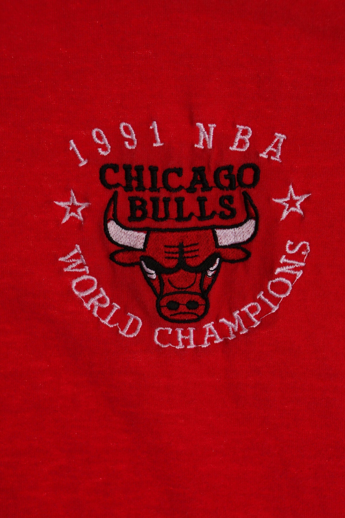 Chicago Bulls 1991 NBA World Champions Red Embroidered T-shirt