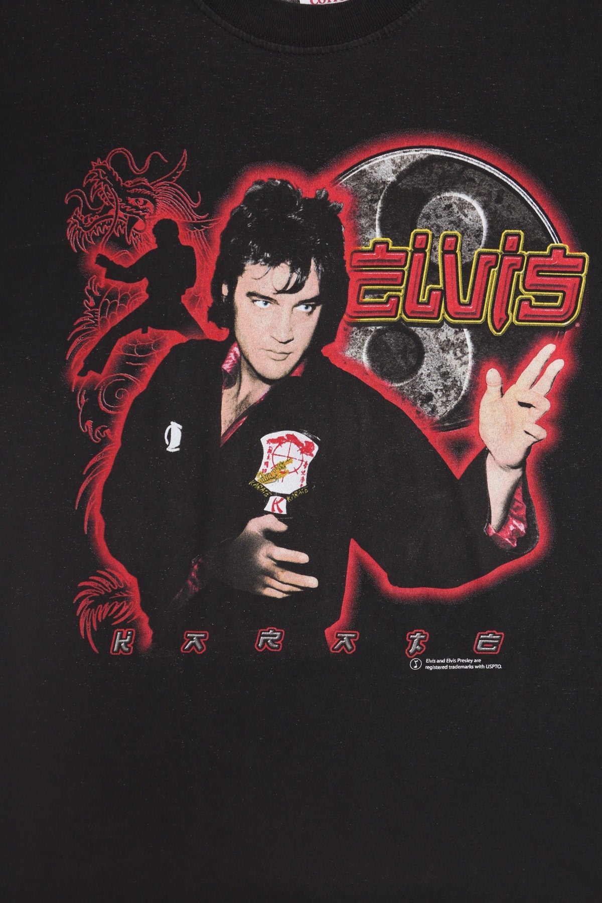 Elvis Karate Black Graphic T-shirt