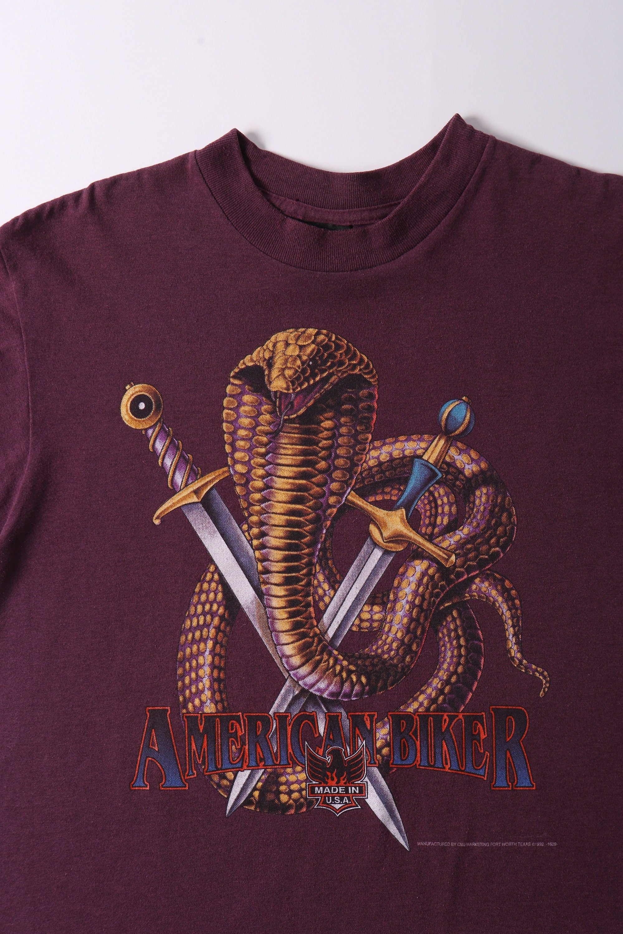 Vintage 3D Emblem "American Biker" T-Shirt