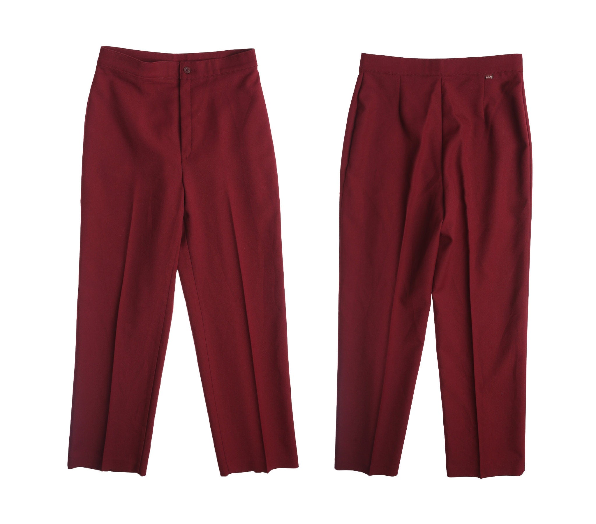 Women Levi's Red Polyester Casual Pants - Era 70's - 80's