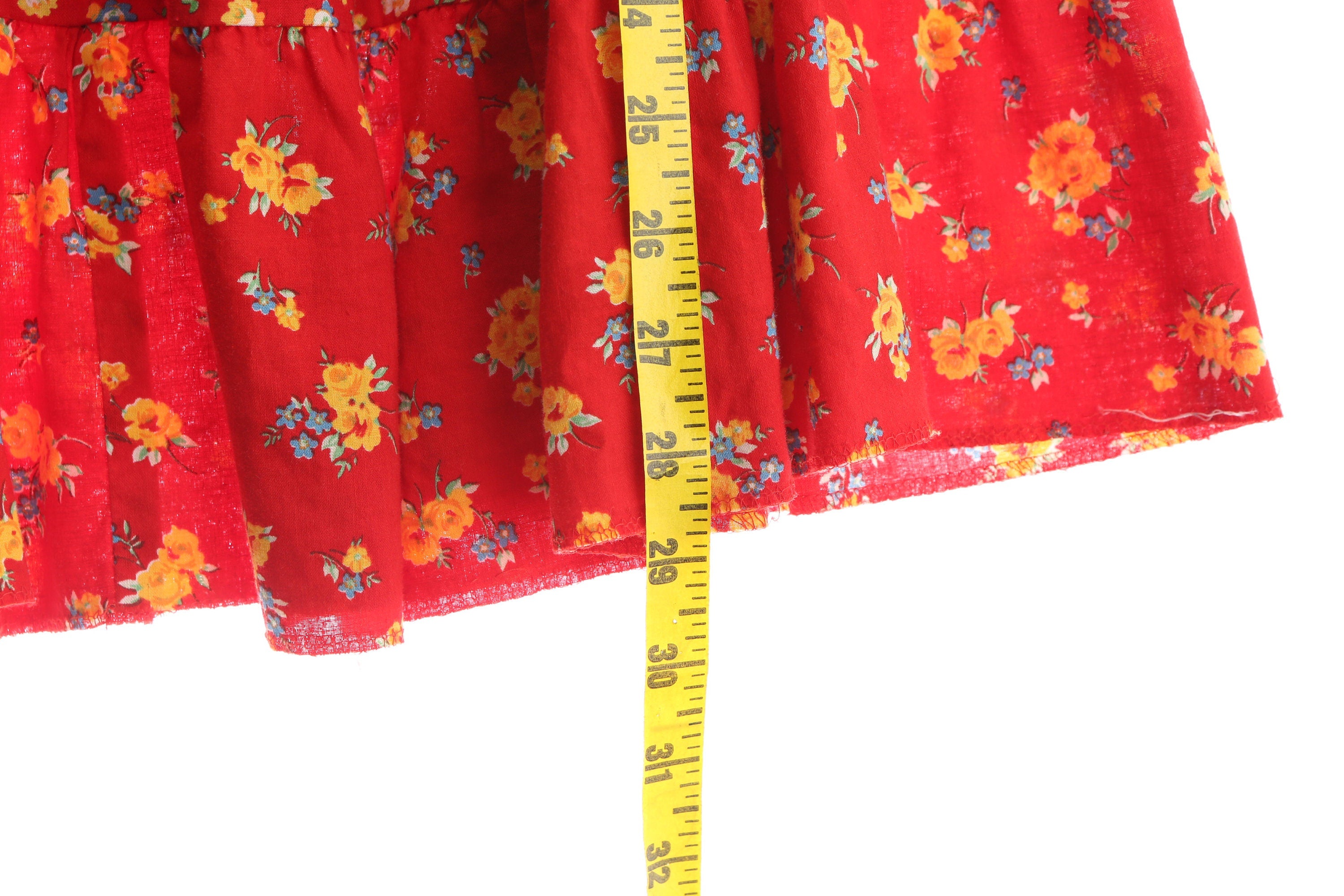 Vintage Women's Red Floral Print Prairie Skirt
