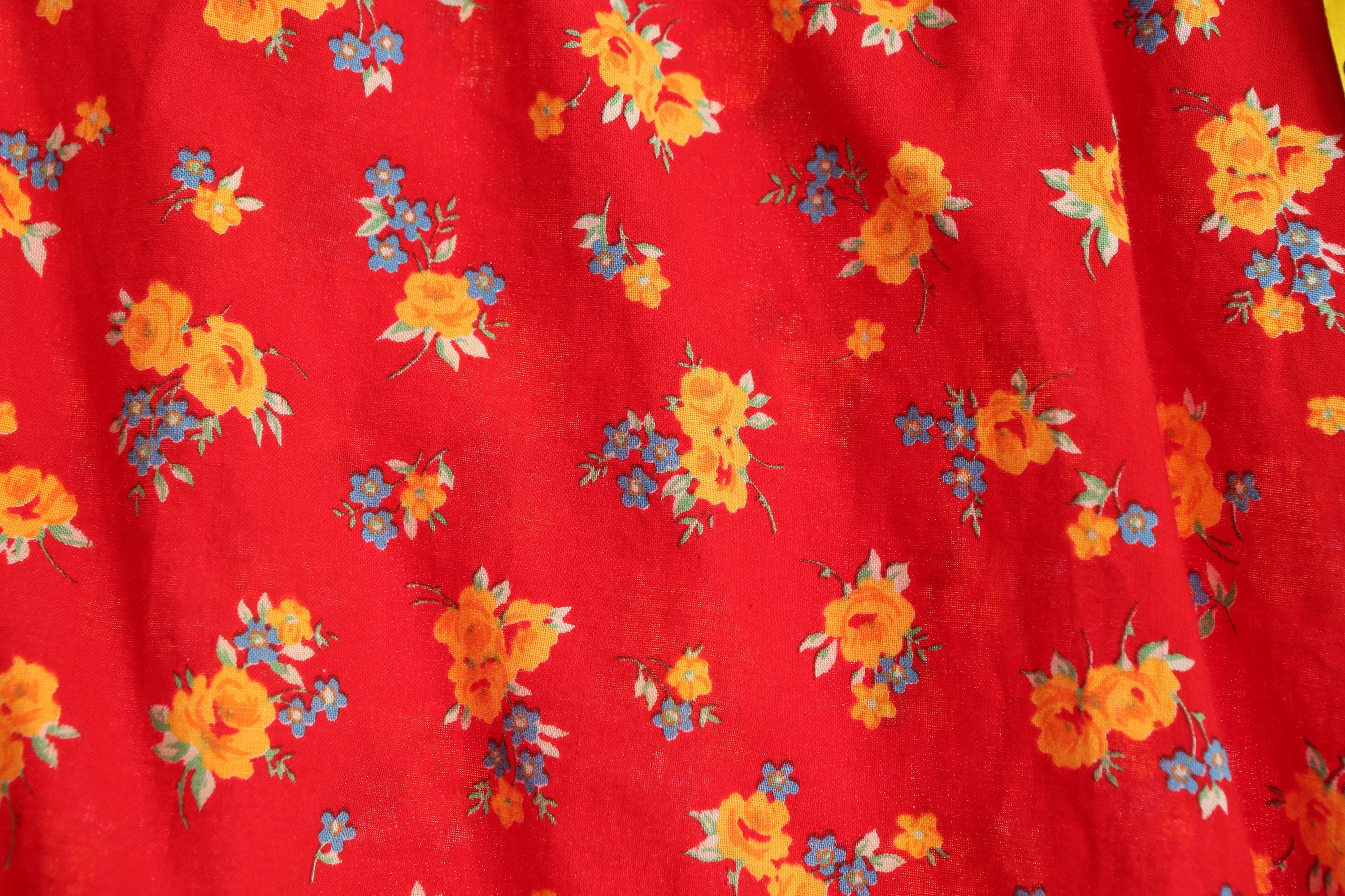 Vintage Women's Red Floral Print Prairie Skirt